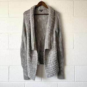 Express Gray Wool Long Sleeve Chunky Knit Open Cardigan Sweater Women's Small